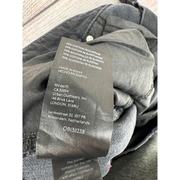 BDG Stretch High-Rise Flare Jeans Mens 39 Black Gray Medium Wash Distressed - Picture 10 of 12